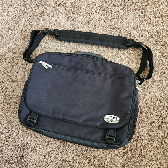 Ping Golf Messenger Laptop Bag Computer Briefcase Black Tote Adjustable Strap - Picture 1 of 8